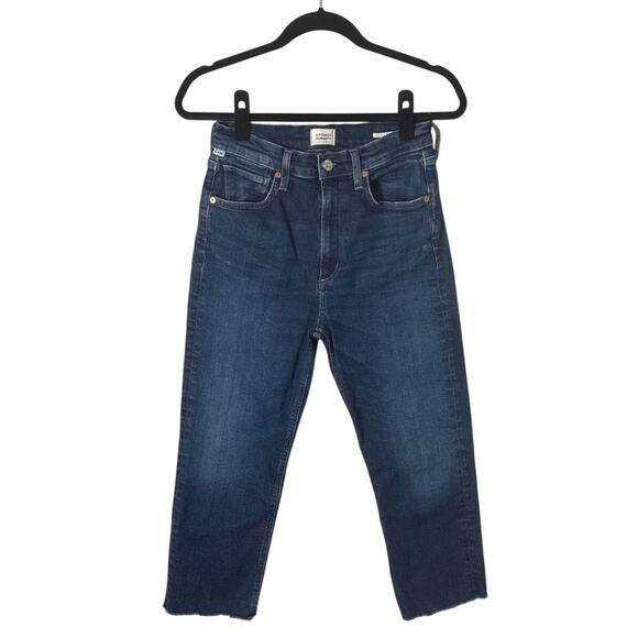 Citizens of Humanity High Rise Daphne Crop Jean Raw Hem Dark Wash Size 27 - Picture 3 of 10